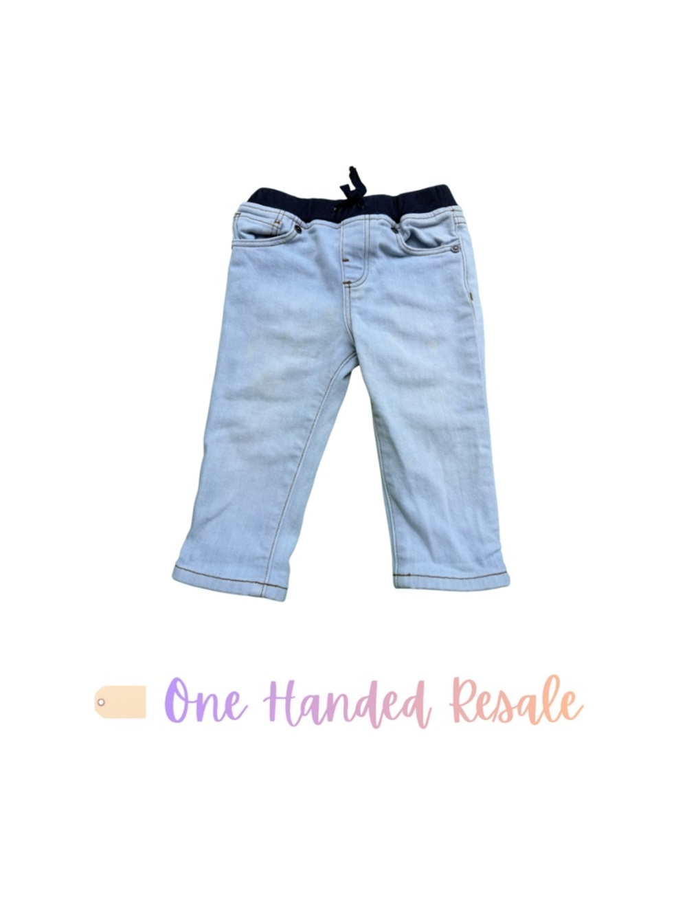 🫐 Burberry Light Blue Stretchy Knit Waist Baby Kid Jeans Girls Unisex Boys 12M